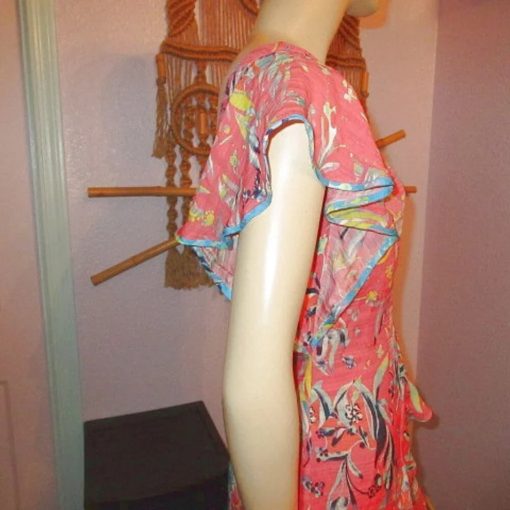 Tanya Taylor Silk Maxi Dress Size 2 Asymmetrical Tiered Iliana Ruffle Oversized